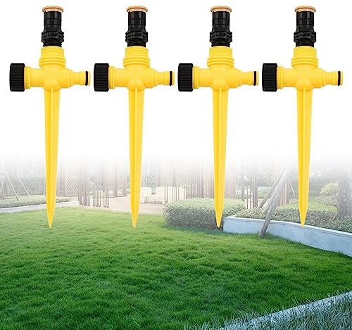 URPIZY 4PCS Garden Sprinkler for 360° Rotation Auto Irrigation System Garden Lawn Sprinkler Patio Save Water Sprinkler