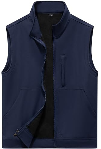 VtuAOL Lightweight Softshell for Men Quilted Vest Casual Winter Outdoor Vest for Running Dark Blue US M