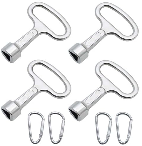 Metall Dreieck Schlüssel,4 PCS Vierkant Dreikant Bauschlüssel mit 4 Einem Schlüsselanhänger Dreikantschlüssel Universal für Gas Wasser Strom Zählerkastenschrank