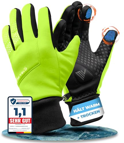 MIVELO Fahrradhandschuhe Herren & Damen - Wasserabweisend & mit Ergo-Pad I Touchscreen fähige Handschuhe I Winterhandschuhe & Übergangshandschuhe I Gloves