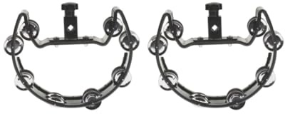 2 Set Musik Rassel Tamburin Handglocke Shaker für Präzisionsbegleitung schwarz