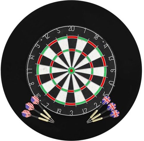 Homgoday Professionelles Dartboard aus Agave mit 6 Pfeilen und Schutz, Möbel für Haus, Innen- und Außenbereich, Wohnzimmer, Schlafzimmer