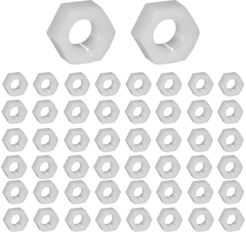 50 dadi esagonali M12 in nylon, esagonali, in plastica, dadi di bloccaggio filettati, per viti, bulloni, colore bianco