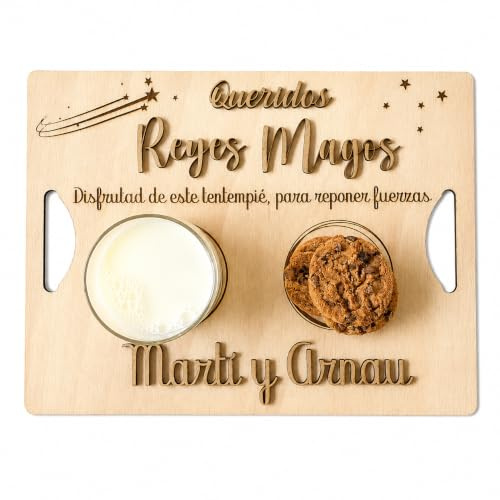 Bandeja navidad personalizada con el nombre en madera. BANDEJA REYES MAGOS, BANDEJA CAGA TIÓ BANDEJA PAPA NOEL Navidad decoración SantaClaus