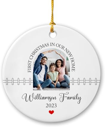 Christbaumschmuck Keramik Weihnachtsanhänger Anhänger Weihnachtsbaumschmuck Hängende Ornamente Weihnachtsdeko Personalisiertes Foto „Neues Zuhause 2023“, Erstes In Unserem Neuen Zuhause,