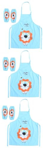 SAFIGLE 3stücke Wasserdichte Atmungsaktive Junge Mädchen-schürze Für Junge Mädchen Blauer Löwe Für Malen Kochen Und Grillen Leicht Zu Reinigen Verstellbarer Verschluss