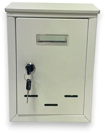 Cassetta Postale per Esterno con Spioncino e Portanome Anta Apribile con Serratura a Chiave Incassata a Muro Doppia Chiave e tasselli Inclusi 27x18.5x6.5 cm (Bianco)