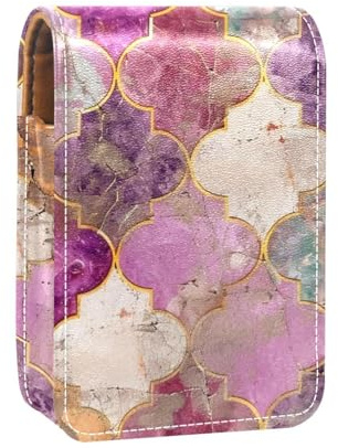 Reise Lippenstift Organizer Etui,Lippenstift Etui,tragbare Make up Tasche mit Spiegel,Vintages Aquarell marokkanisch