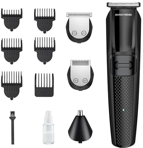 Barberboss Tondeuse à barbe, visage et nez pour homme, tondeuse à cheveux multi-usage pour un coiffage ultime, tondeuse moderne pour cheveux et barbe, tondeuse de précision pour homme, kit de coupe de