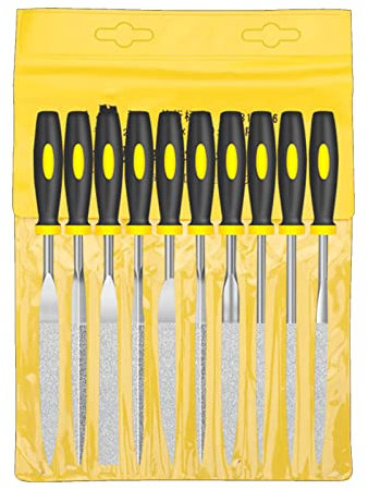 Juegos de herramientas manuales, juego de limas, juego de limas de aleación, lima de acero pequeña for pulir metales, utilizada for productos de madera/porcelana/vidrio/acero (juego de 10 piezas)(Size