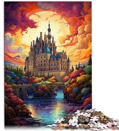 1000-teiliges Puzzle, Die farbenfrohe Psychedelie von Schloss Chambord, Holzpuzzle für Teenager und Kinder, tolles Geschenk für die ganze Familie, Größe: 50 x 75 cm
