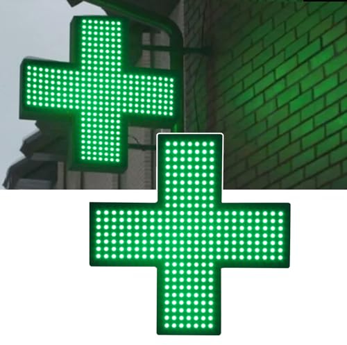 KISFWIU LED Neon Cross Sign, 48 * 48cm Brillante LED Farmacia Cruz para Pared Ventana Decoración, Farmacia Clínica
