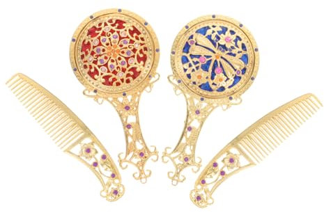 Mikinona 1satz Vintage Handspiegel Set Antiker Kosmetikspiegel Mit Hohlen Design Tragbarer Handspiegel Für Make-up Kompakter Schminkspiegel Für Frauen Mädchen Und Teens Für Reisen Und