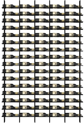 Estante De Vino Montado En La Pared, Unidad De Barra Flotante Estante De Exhibición De Botellas De Licor, 16 Filas De Bastidores De Botellas De Vino（48-80 Botella）, Soporte De Botella De Vino De Metal