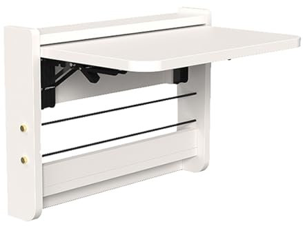 WLCNYL Mit Bücherregal Wandklapptisch Klapptisch mit Regal Breite 8 Zentimeter Holz Wandmontage Schwebender Schreibtisch Abgerundete Ecken Design Klappbarer Wandtisch