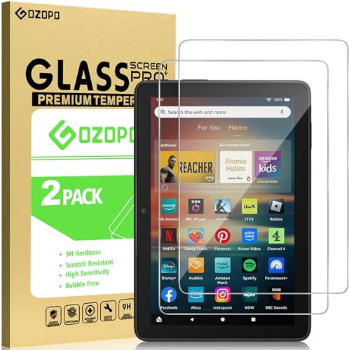 GOZOPO Screen Protector for Fire HD Tablet 8 (2024 release), Tempered Glass Film, 2 Pack