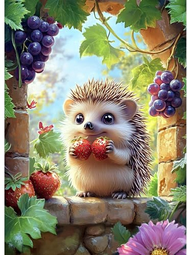 CEOVR Diamond Painting Kit Erwachsene Igel,Diamond-painting Tier,30x40 cm Diamant Paintings Kit,5D DIY Diamond Painting Bilder Set,Igel im Obstgarten Diamond Painting Bilder Kit