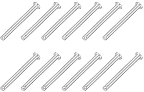 QUARKZMAN 12 Stück Steckbolzen Einloch Gabelbolzen 4 x40 mm Splintstift Flachkopf verzinkter Stahl Lochbolzen