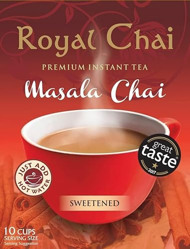 Royal Chai Masala Chai Premium Instant Tea, Sweetened, 10 Cups for 1 box