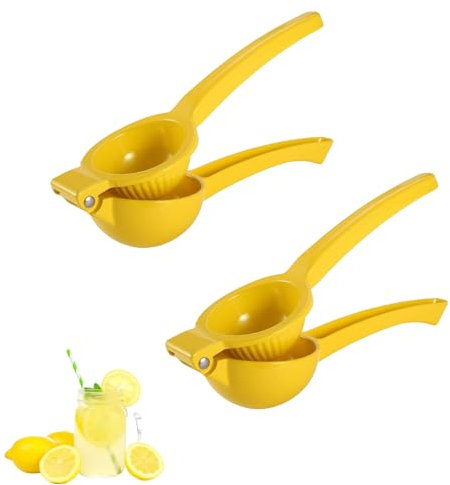 2 pcs lemon squeezers, lemon juicer, hand juicer, Orange Ideal for Lemonade, Bars, Cocktails, ManualCitrus Press with Non-Slip Handle, Yellow Lemon Juicer Squeezer for Kitchen, Bar, Restaurant
