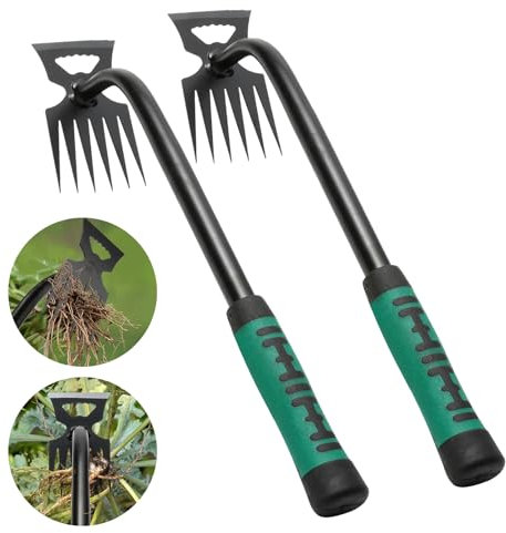 DMwespe Gardening Hand Weeder Tools, Weeding Artifact Uprooting Weeding Tool, Durable Manganese Steel Hand Weeder Tool, Manual Multifunctional Weeders Gardening Tools for Yard and Garden (6 Teethes)