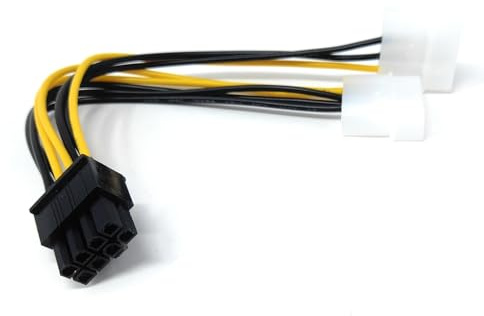 DRUT 8-Pin PCIe to Dual Molex Power Adapter Cable – 4-Pin LP4 to 8-Pin PCI Express GPU Power Y Splitter for Graphics Cards – 18cm
