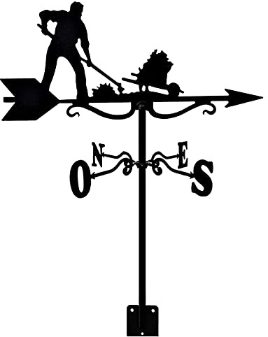 Girouette forgeron avec support de toit, indicateur de direction du vent, girouette créative en acier inoxydable pour ferme, cour, décoration d'intérieur, cadeau pour jardinier