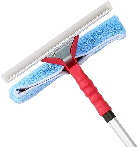 Professionale 2 in 1 Doccia Tergivetro Panno per La Pulizia delle Finestre Pad Tergicristallo con Asta Telescopica Lama Flessibile in Silicone per Interni Ed Esterni