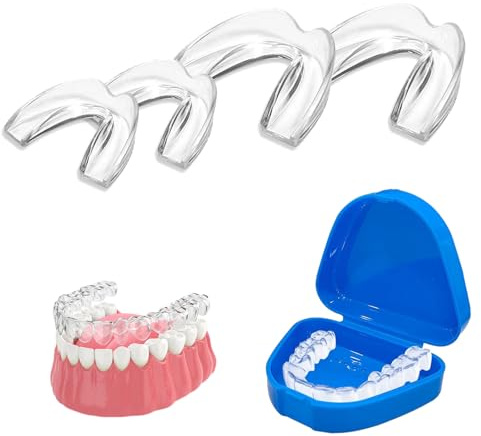 4 PCS Mundschutz gegen Zähneknirschen,Knirscherschiene für Nacht, Zahnschiene Mundschutz Set,Beisschiene Zähne Nacht,Zahnschiene Knirschen,Für Männer e Frauen, Bruxismus, Schnarchen, Zähneknirschen