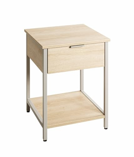 HAKU Beistelltisch mit Schublade Eiche Natur Kaschmirgrau Metall Spanplatte moderner Sofatisch Couchtisch mit Schublade - Maße: B 40 x H 55 x T 40 cm Style: Modern