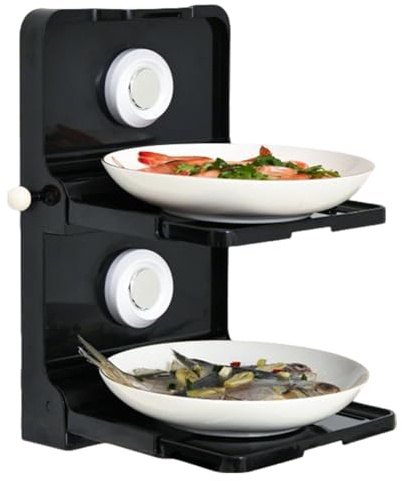 Rrlihjgu Escurridor de Platos | 2 Capas Montado en Pared Bandejas para Preparar Alimentos en Cocina | Superficies Lisas Sin Taladros para Puertas de Estación de Especias y Verduras Hogar