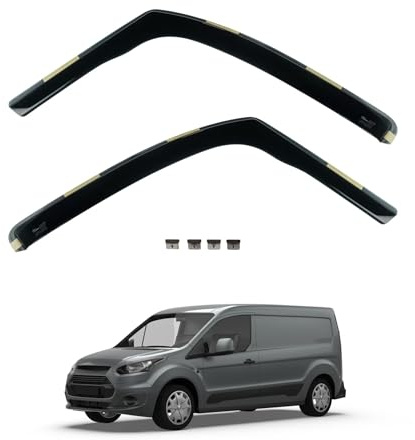 Team HEKO Wind Deflectors for Ford Transit Connect 2013-2022 Front Set of Window Deflectors, Accessories Smoked UV & Scratch Resistant Acrylic In-Channel Fitting Air Ventilation & Rain Protection