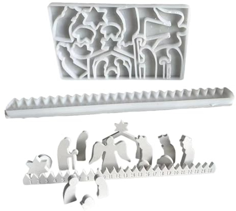 Countdown to Christmas Mould Set, Silicone Mould, Countdown Calendar Christmas Silicone Moulds, Resin Moulds, Ornament Shape, Desk Decoration, Countdown to Christmas Calendar Epoxy Fo