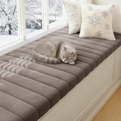 Sitzbank Polster 100x40cm Bankauflage Sitzkissen Bank mit rutschfester Unterseite, Sitzauflage Bank mit Reißverschluss, waschbares Bankkissen, Esszimmerbank, Fensterbank, Gartenmöbel, Mocha Brown