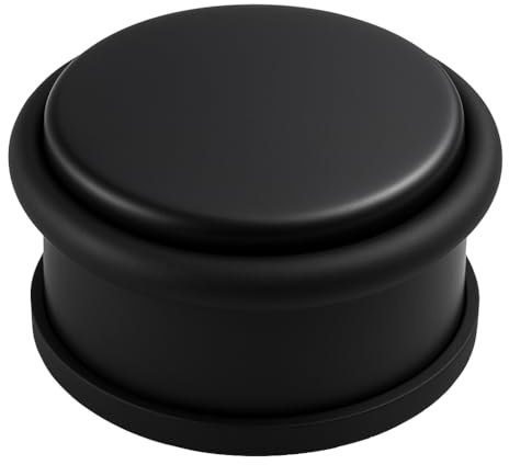 QRS Türstopper ODB1 – Schwerer Bodentürstopper aus Edelstahl, Schwarz Matt, 4 cm hoch, Ø 10 cm, rutschfest, kein Bohren, ideal für Zuhause & Büro
