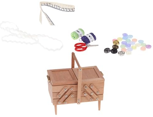ZIDDAR Strumenti da cucito retrò Organizzatori di fili Piccoli Mobili con Design Funzionale Per Case Delle Bambole Display Miniatura Vintage Cucire Storage Soluzione