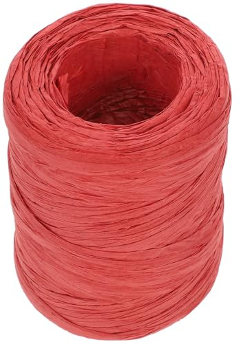 Genérico Cuerda de Papel de Rafia Decorativa Roja Rollo de 100 Metros para Manualidades Embalaje y Decoración Navideña Cordel para Envolver Regalos y Proyectos de Fiesta