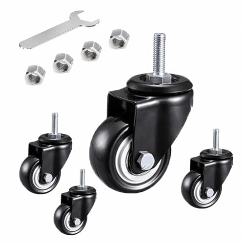 50mm Rollen Für Möbel,Schwerlastrollen,M8 Schwarze Lenkrollen Mit Schrauben,Kleine Transportrollen Aus Gummi,Möbelrollen,Sesselrollen,Wagenrollen,Warenkorbrollen (4 Stück),Black-4nobrakes