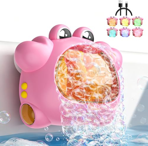 Badewanne Spielzeug für 1 2 3 Jahre Mädchen, Badespielzeug Bubble | LED-Licht & 12 Kinderliedern, Badewannenspielzeug Baby, Geschenk für Kinder Kleinkinder - Rosa