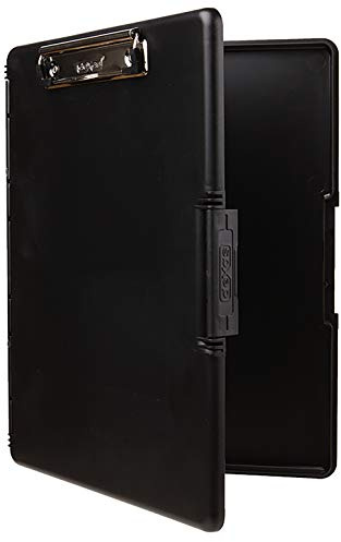 Dexas Slimcase 2 Plastic Clipboard with Storage and Side Opening, Black, Office Supplies Clipboards to Organize, Carry and Store, A4 Holder, Style and Functionality Nursing Clipboards