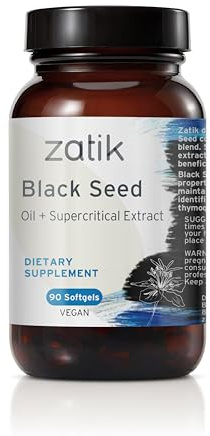 Zatik Naturals - Black Cumin Seed Oil & Supercritical Extract, Cold Pressed, Unrefined, Gluten Free, Vegan, 90 Vegan Softgels