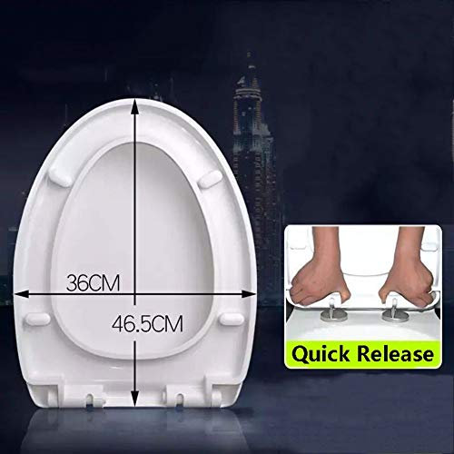 FCS Bathroom Wc-Sitz mit Absenkautomatik Antibakterieller Premium Toilettendeckel Quick Release Easy clean Einfache Montage, Weiss (Size : Elongated2)
