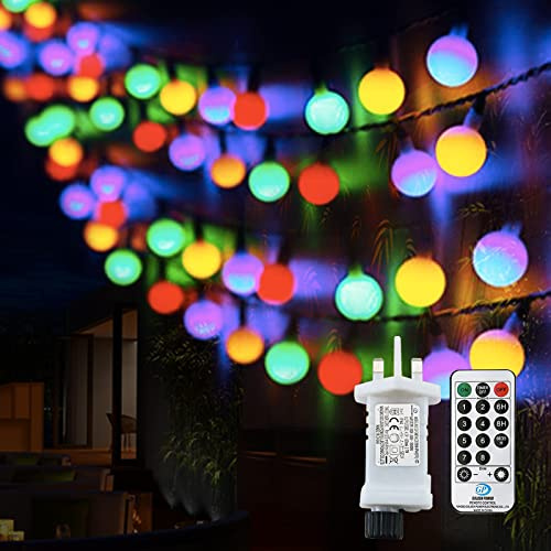 Useber Fairy Lights Plug in Globe String Lights 8 Lighting Modes with Remote Timer Control for Bedroom Garden Wedding Outdoor/Indoor Patio Gazebo Bedroom Party Christmas Decorations (Color, 100LED)