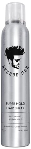 Avenue Man Super Hold Hairspray for Men - Fast-Drying Men Hair Spray - Shapes, Lifts & Holds Hair for Long-Lasting Control - Mens Hair Spray Extra Hold for Effortless All-Day Control - 10 oz