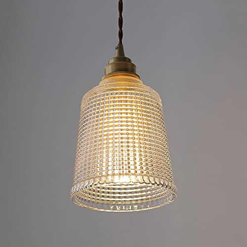 Siet Retro-Muster Glas Pendelleuchte Messing kleine Kronleuchter Deckenleuchte, Vintage Hängeleuchten für Kücheninsel Esszimmer, E27 Pendelleuchten