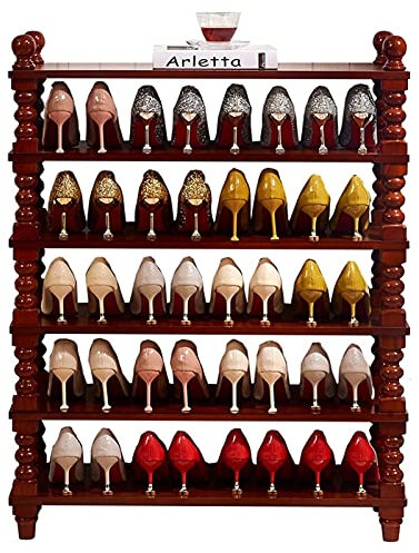 Zapatero, Zapatero de 6 niveles Organizador de zapatero grande Almacenamiento de zapatos de madera para la entrada Sala de estar Pasillo Almacenamiento de zapatos duradero y estable (Color: Cerezo)