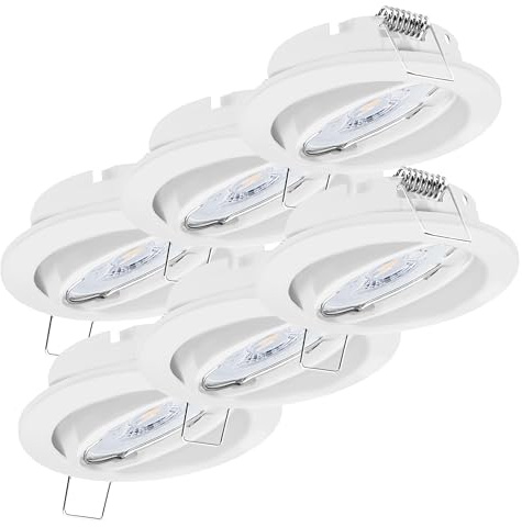 Oktaplex 6x Dijon LED Spots 230V schwenkbar ultra flach 22mm Einbautiefe | Warmweiß 3000K, Lochmaß 68mm, 4,8W, 380lm, 110°, Einbaustrahler Weiß flach
