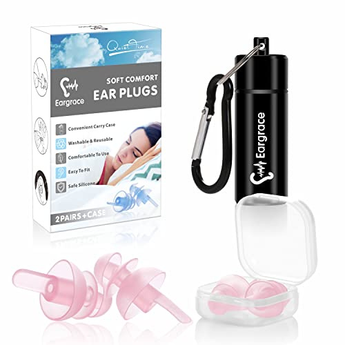 Ear Plugs for Sleeping 2 Pairs - 32dB Noise Reduction Earplugs with Detachable Cords, Reusable Soft Hearing Protection Ear Plugs for Sleep, Music, Festivals, Parties, Work, Study, Loud Events