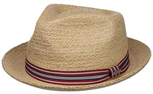 Stetson Terlaco Raffiahut Naturfarbener Hut 100% Stroh Fedora Stil Sonnenhut UV-Schutz 40 Unisex Frühjahr Sommer Natur XXL (62-63 cm)