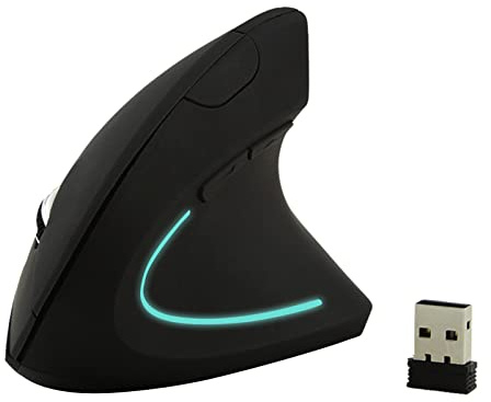 Mouse wireless con pulsanti laterali bianco/nero Mouse senza fili USB Mouse ergonomico Mouse verticale DPI regolabile a lungo raggio con luce RGB, per computer portatile nero